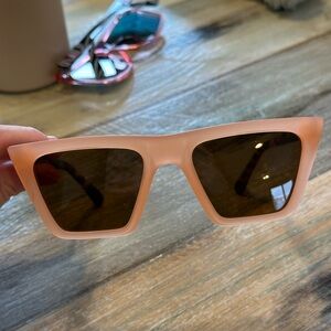 Matte Blush Square Sunglasses with Dark Lenses